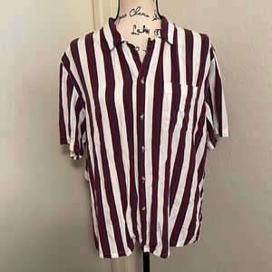 Urban Outfitters White Multi Color Stripe Button Down Shirt Casual Work Wear